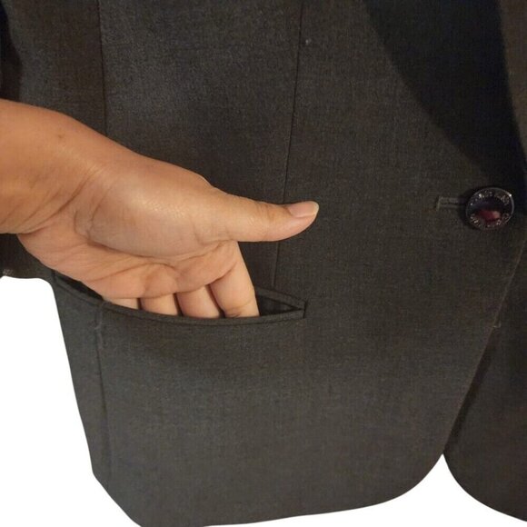 Calvin Klein Women's Gray One Button Blazer Jacket Professional Chic Size 8 - Picture 4 of 8